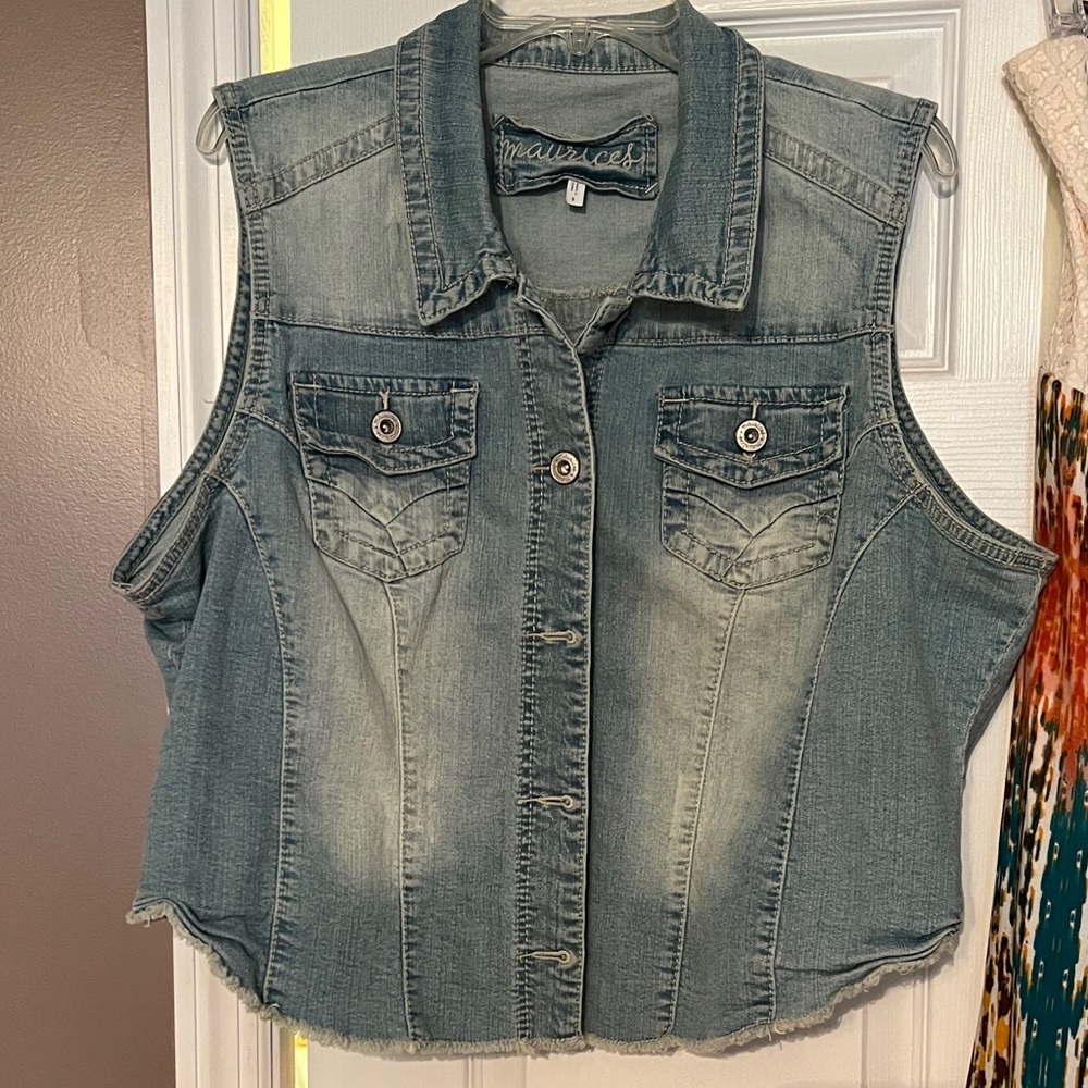 Maurices Light Blue Denim Vest